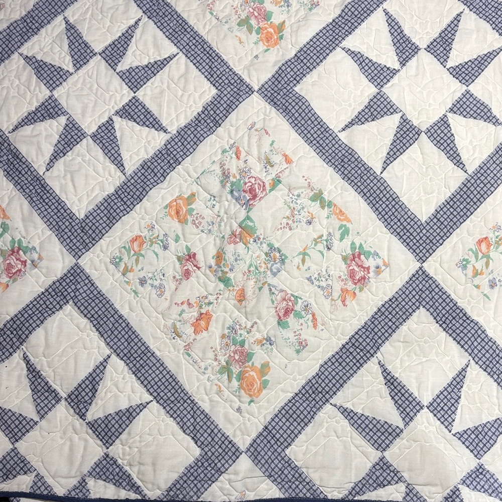 Floral Patchwork Quilted Style Blanket